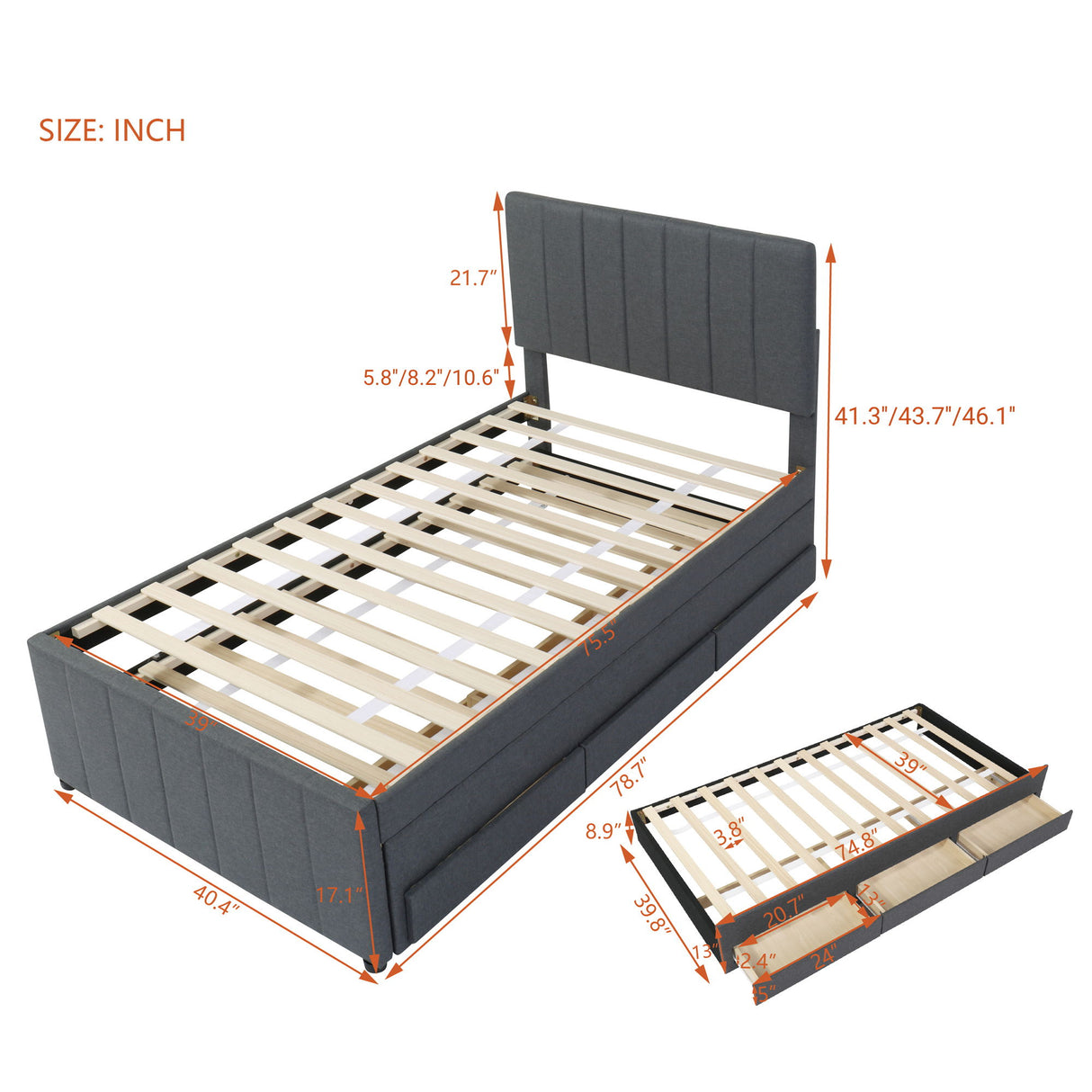 Upholstered Design Platform Bed With Trundle