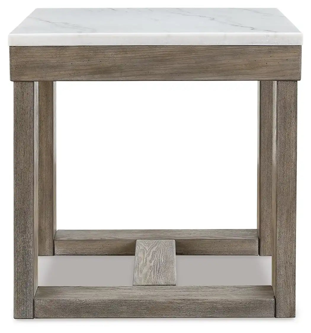 Loyaska - Square End Table - Brown / Ivory - Best Buy Furniture