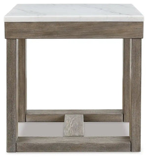 Loyaska - Square End Table - Brown / Ivory - Best Buy Furniture