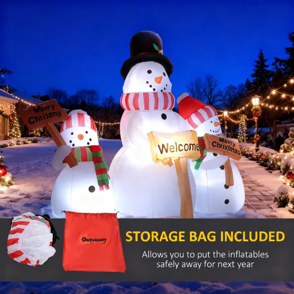 6.1' Inflatable Outdoor Christmas Display - Three Snowmen