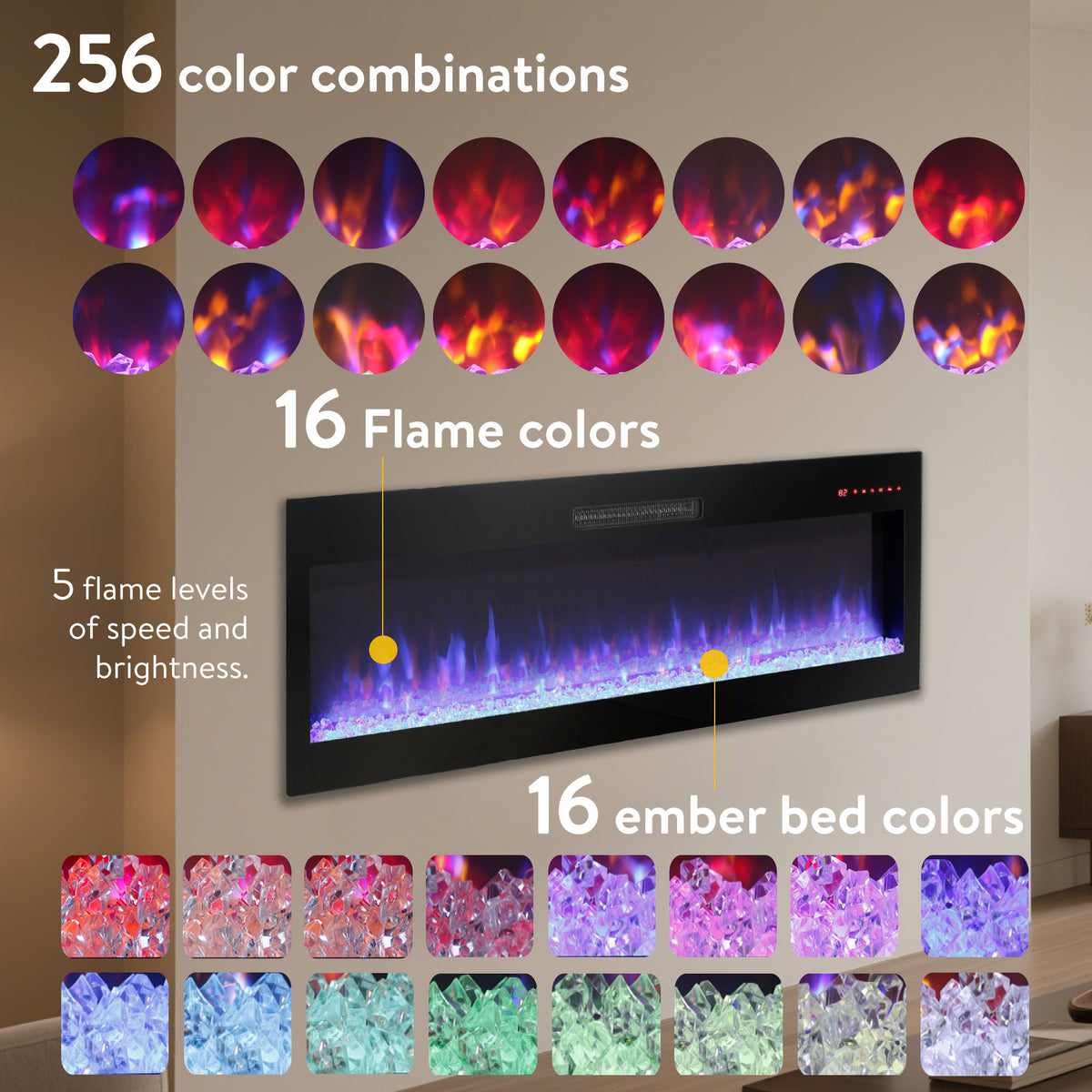 70" Fireplace TV Stand for TVs up to 80"