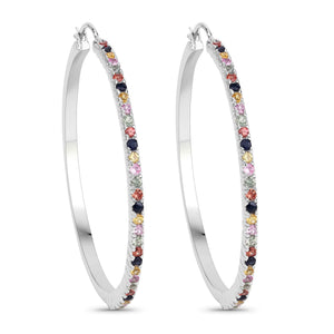 2.24 Carat Genuine Multi Sapphire .925 Sterling Silver Earrings