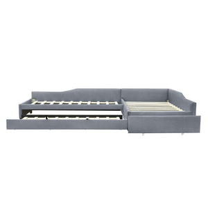 Upholstered Double Daybed With Trundle And Drawer