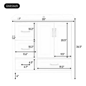 Bathroom Vanity With Sink, Soft Closing Doors & Drawers, Metal Handles - Best Buy Furniture