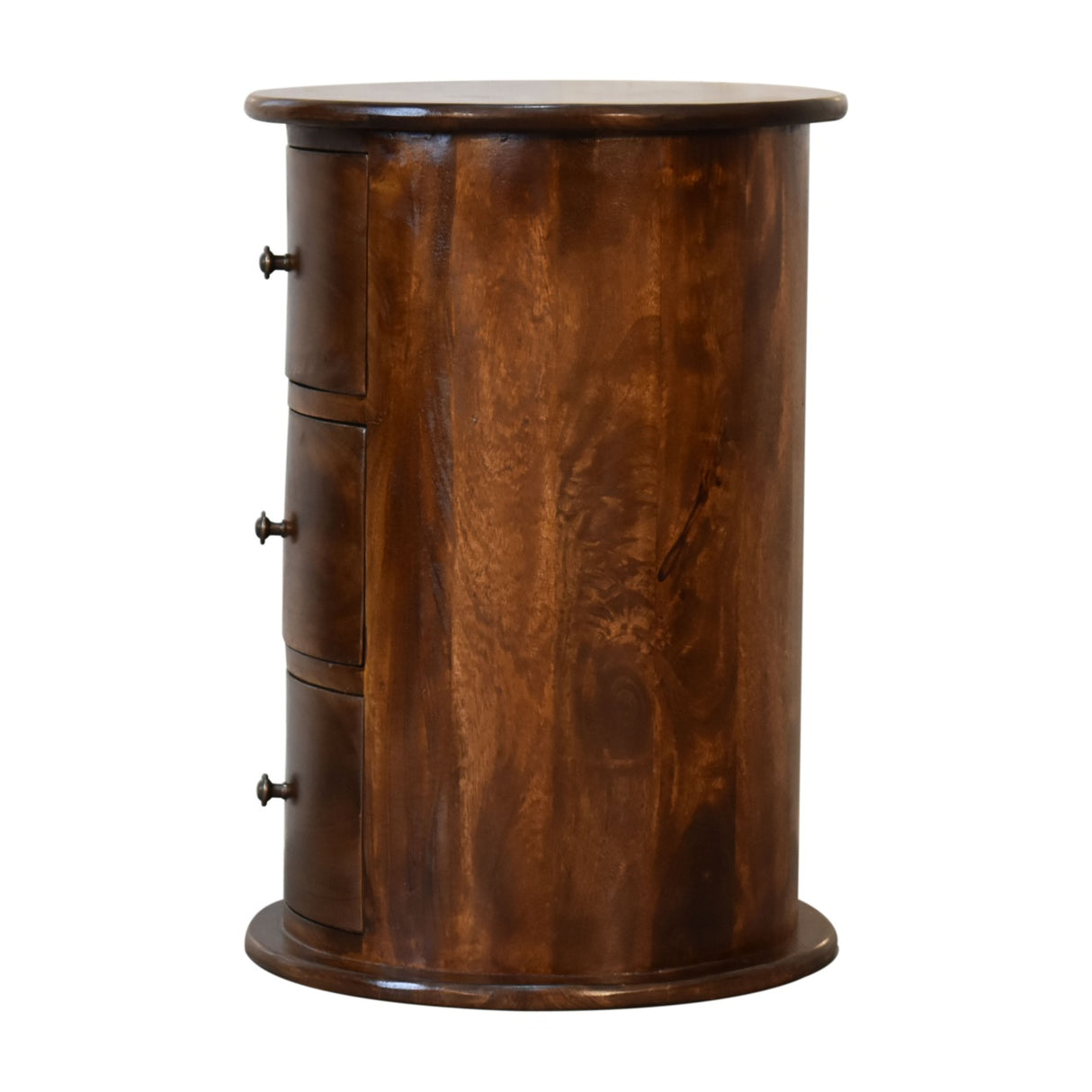 Solid Wood 3-Drawer Chestnut Drum