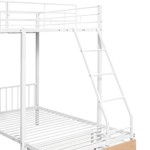 Triple Bunk Bed With Drawers And Guardrails