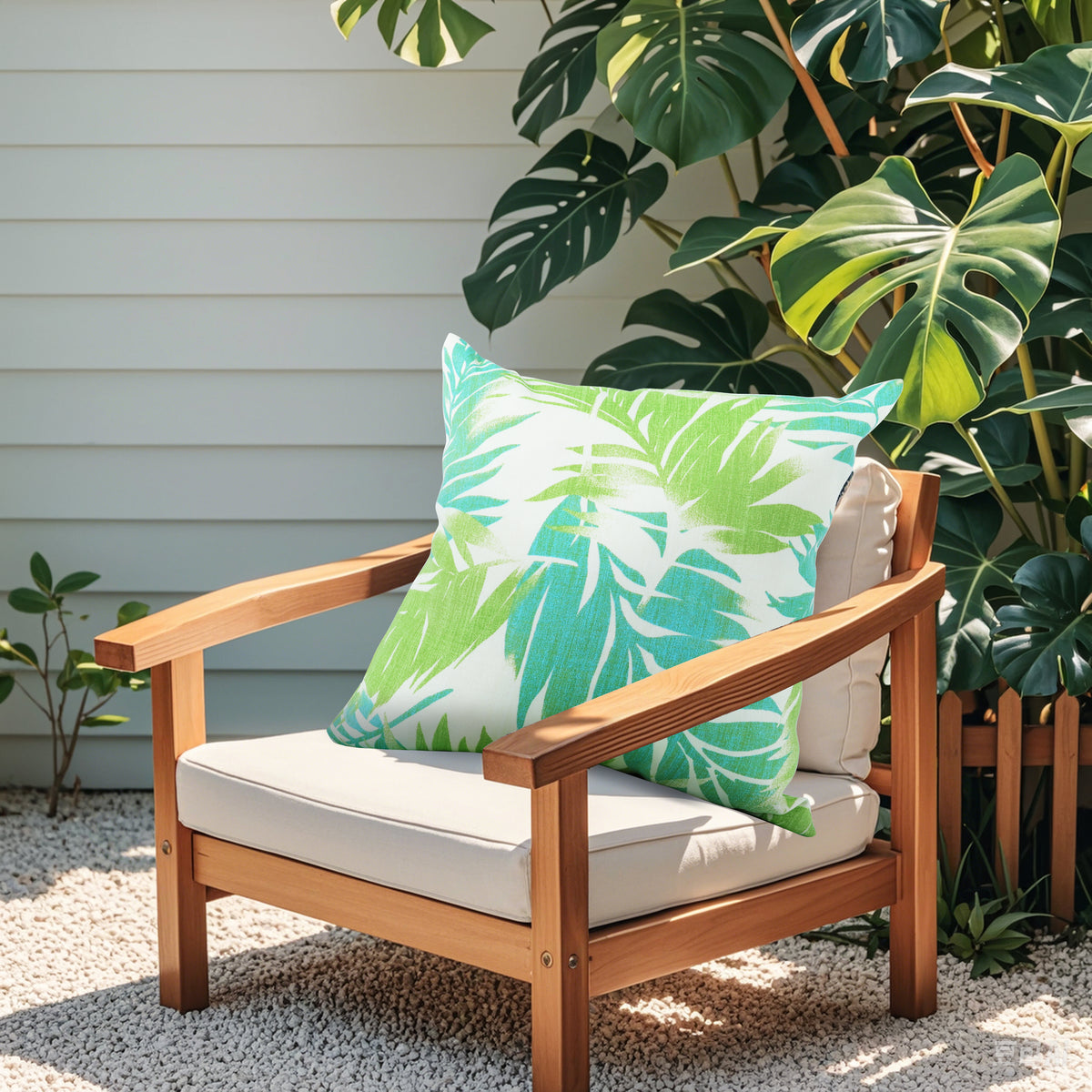 6 Pack Outdoor Pillow Covers - Aqua Tropical Palm