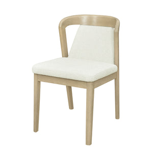 Upholstered Backrest Armless Dining Chairs (Natural Ash + Beige)