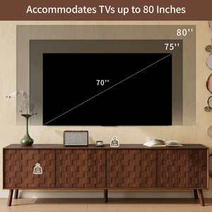TV Stand With Soft Closing Hinges And Cable Management - Walnut
