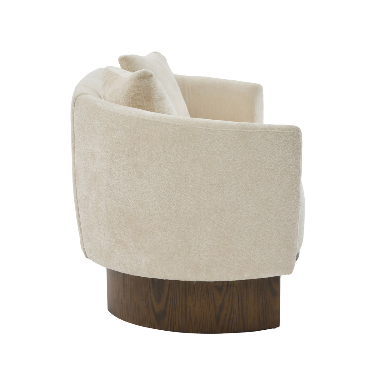 81 in. Curved Boucle Sofa with Wooden Base