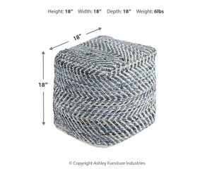Chevron - Pouf - Blue - Best Buy Furniture
