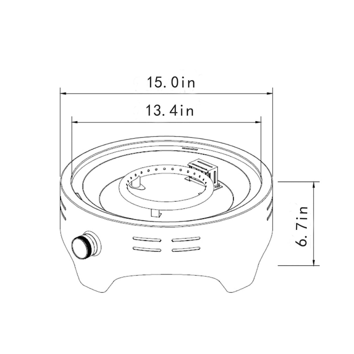 15" Propane Tabletop Gas Fire Pit For Outdoor Spaces