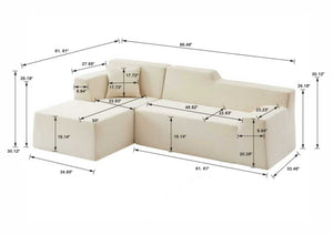 Modern Minimalist L-Shaped Corduroy High Back Sofa