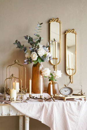 Set of 2 Luxe Distressed Golden Arched Iron Lantern