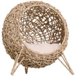 20.5'-Weaved-Banana-Leaf-Cat-Bed,-Hand-Woven-with-Cushion,-Beige-Pet-Bed