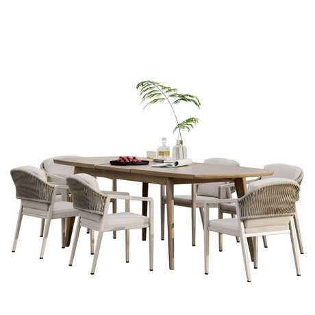 Modern Outdoor Dining Set With Expandable Acacia Wood Table - Best Buy Furniture