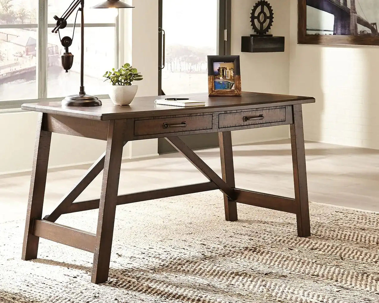 Baldridge - Home Office Large Leg Desk - Rustic Brown - Best Buy Furniture