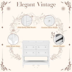 Bathroom Vanity Cabinet With Undermount Sink, 4 Drawer Set