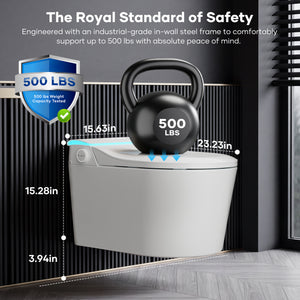Wall-mounted Smart Toilet, Automatic Lid Opening, No Water Pressure Limitation, Wall Drain, All-in-One Bidet with Aromatherapy Deodorization for Home Use