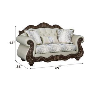 Pierce 2-Piece Traditional Living Room Set, Upholstered Loveseat and Accent Chair with Carved Wood Frame