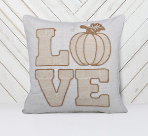 Love Pumpkin Embroidered Throw Pillow – Rustic