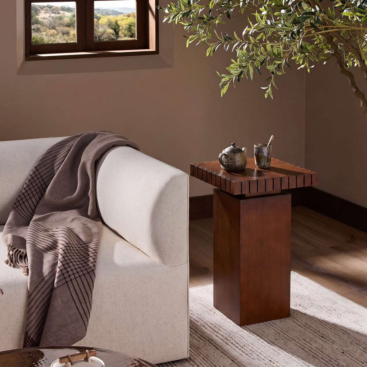 Walnut Wood Square End Table