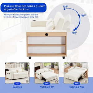 Pull-Out Sofa Bed Convertible Couch With Adjustable Backrest For Living Room
