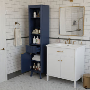 Tall Bathroom Storage Cabinet With Adjustable Shelves And 1 Drawer & Door