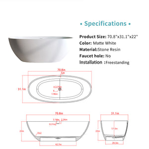 Solid Surface Freestanding Soaking Tub