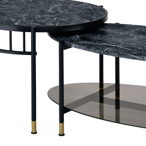 Silas - Engineered Stone Top Nesting Table - Black - Best Buy Furniture