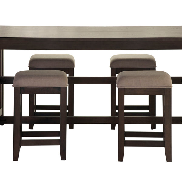 Drop Leaf Table & 4 Stools - Dark Brown
