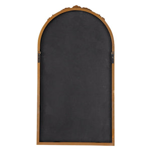 Hand Carved Rose Antique Mirror Frame, Wood Arch Mirror Wall Decor For Living Room