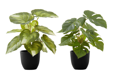 13" Tall, Artificial Plant, Monstera Calthea, Indoor, Faux, Fake, Table, Greenery, Potted, Decorative (Set of 2) - Green / Black - Best Buy Furniture