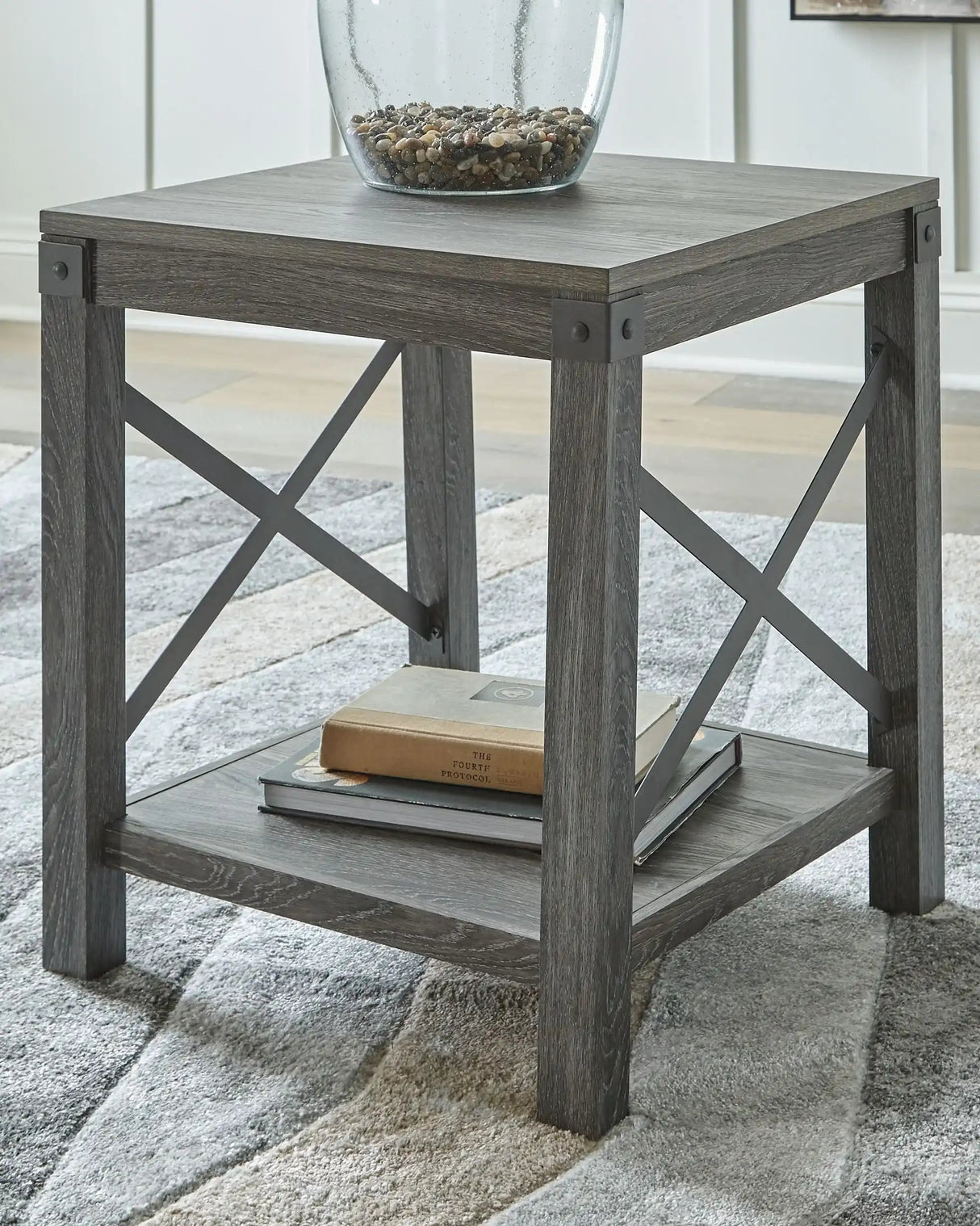 Freedan - Square End Table - Grayish Brown - Best Buy Furniture