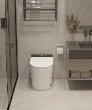 Compact Smart Toilet with Built-in Bidet Seat and Modern Tankless Design
