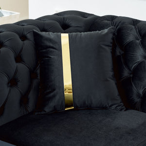 L Shaped Chesterfield Sectional Sofa With Stainless Steel Accents