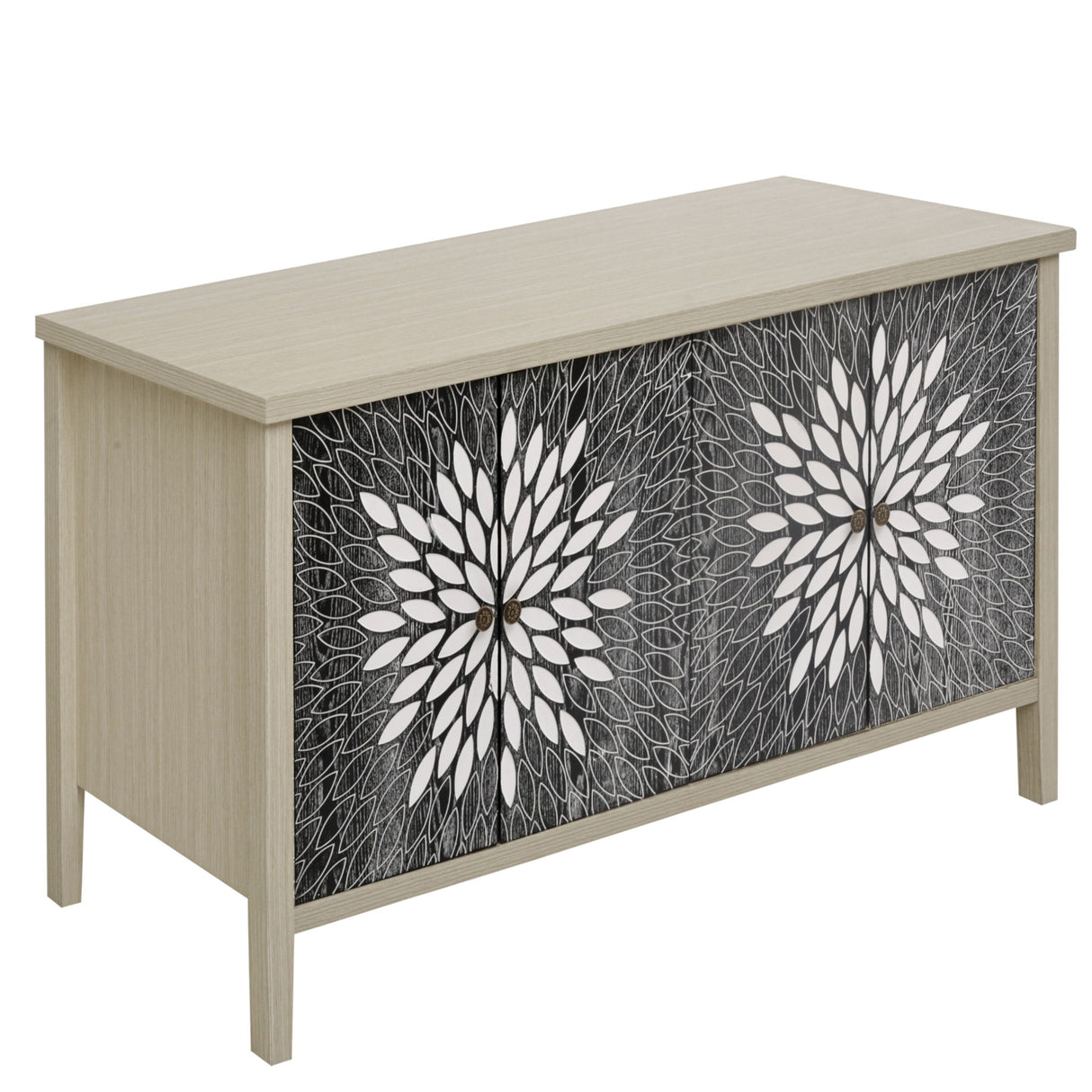 Modern Storage Cabinet With 4 Doors & Adjustable Shelves