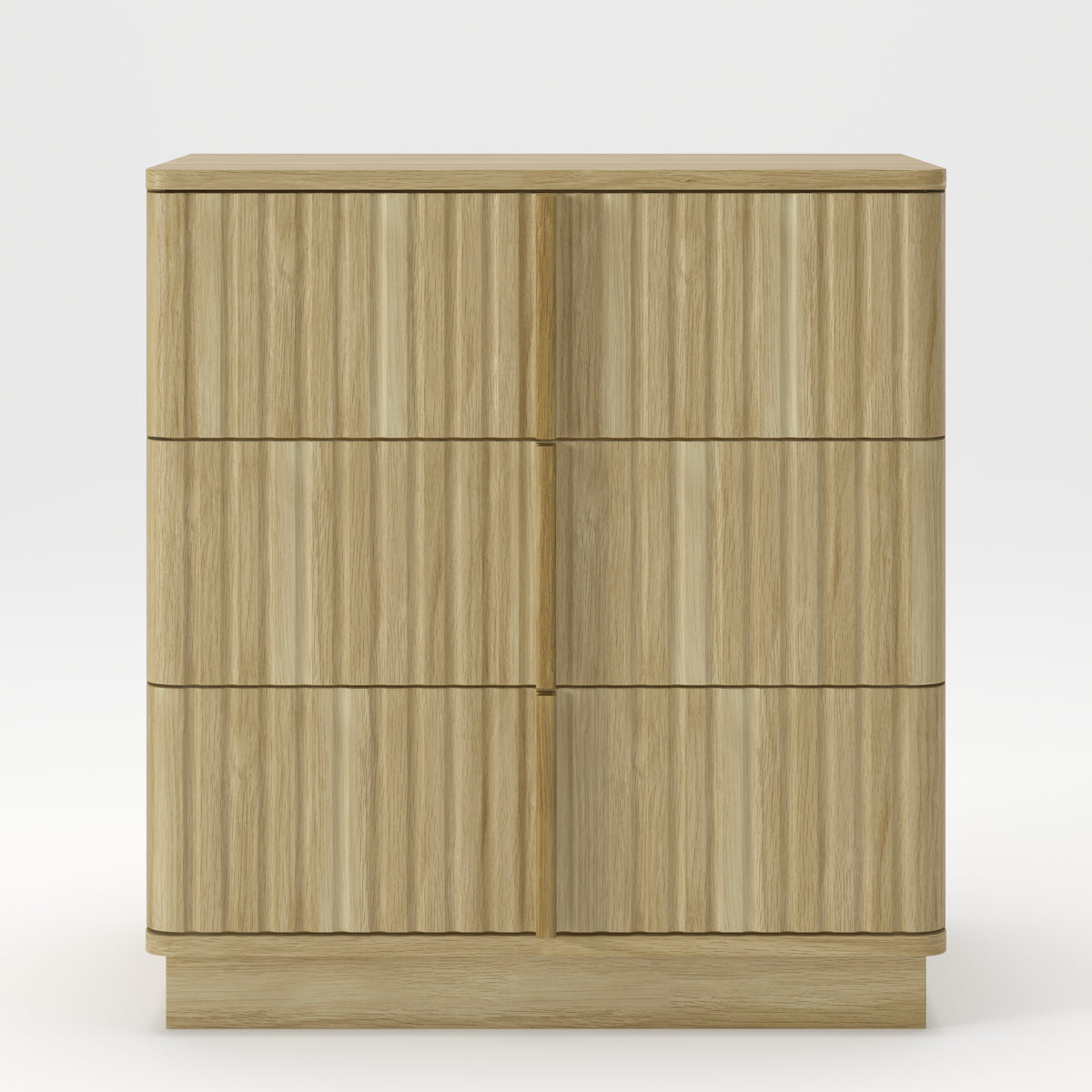 Vertical Stripe 3-Drawer Nightstand, Natural MDF, 25.39-Inch