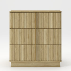 Vertical Stripe 3-Drawer Nightstand, Natural MDF, 25.39-Inch