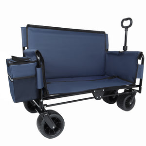 3-in-1 Folding Wagon Cart with Bench Seat & Storage