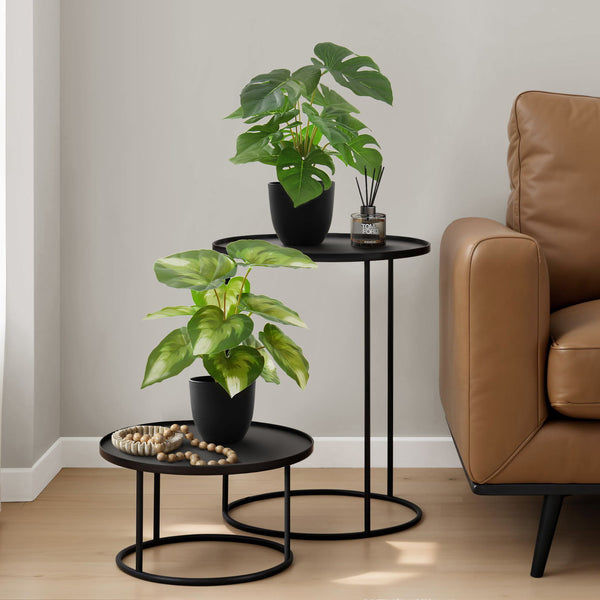 13" Tall, Artificial Plant, Monstera Calthea, Indoor, Faux, Fake, Table, Greenery, Potted, Decorative (Set of 2) - Green / Black - Best Buy Furniture