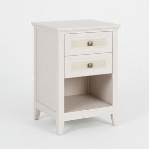Nightstand With 2 Drawers & Shelf - White