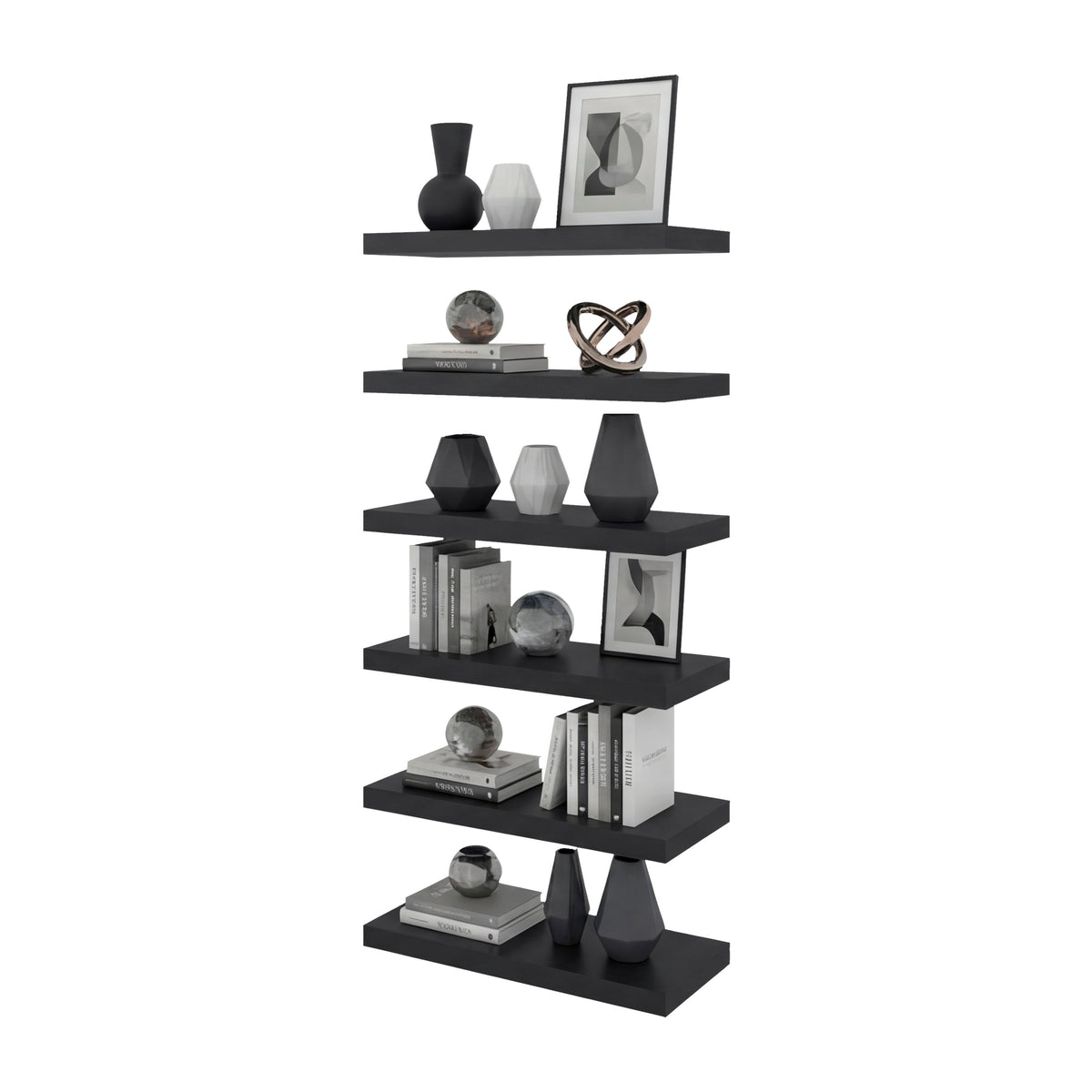 Phoenix 6-Piece Floating Wall Shelves Set, Wenge