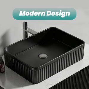 BB17 Integrated Black Ceramic Bathroom Vanity Sink