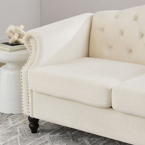 2 Seater Chesterfield Sofa With Rolled Arms And Nailhead Trim For Living Room