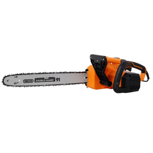 18 Inch Electric Chainsaw with Quick Chain Adjustment Knob - Orange/Black
