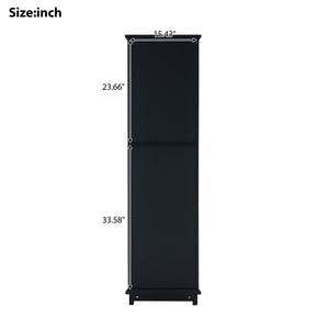 Tall Bathroom Storage Cabinet With Glass Doors, Free-Standing, Two Drawers, And Adjustable Shelves, Board, Painted Perfect For Displaying Your Favorite Items