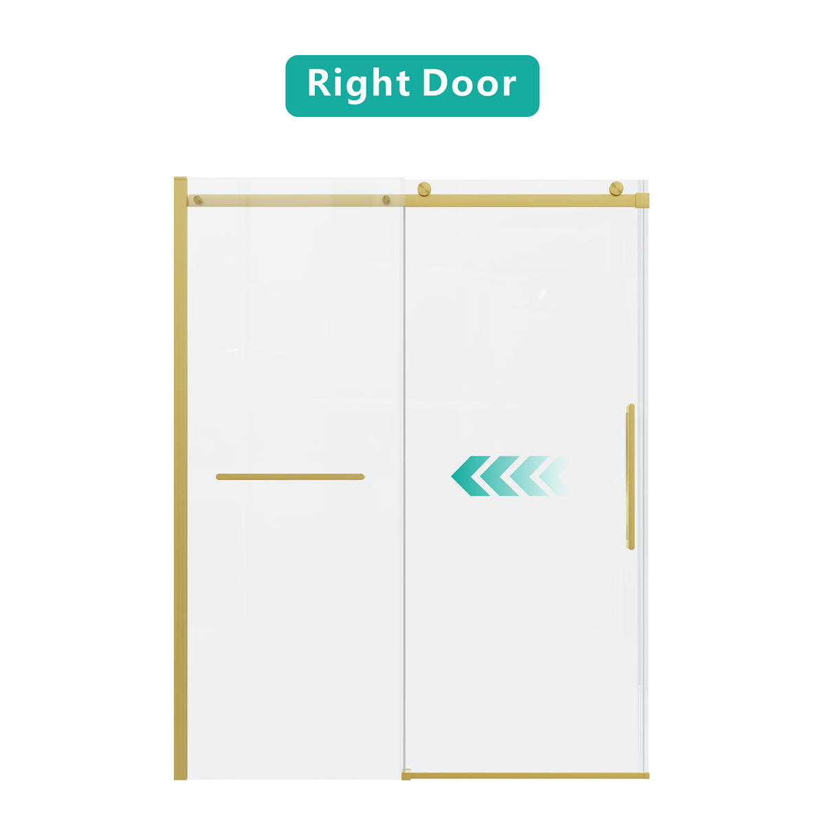 Frameless Sliding Shower Door, 56-60 Inch, 8mm Tempered Glass, Brushed Gold