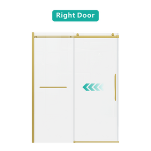Frameless Sliding Shower Door, 56-60 Inch, 8mm Tempered Glass, Brushed Gold