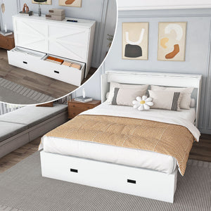 Full Murphy Bed With Storage Drawers, Charging Station, Foldable Panels, And Silent Swivel Wheels
